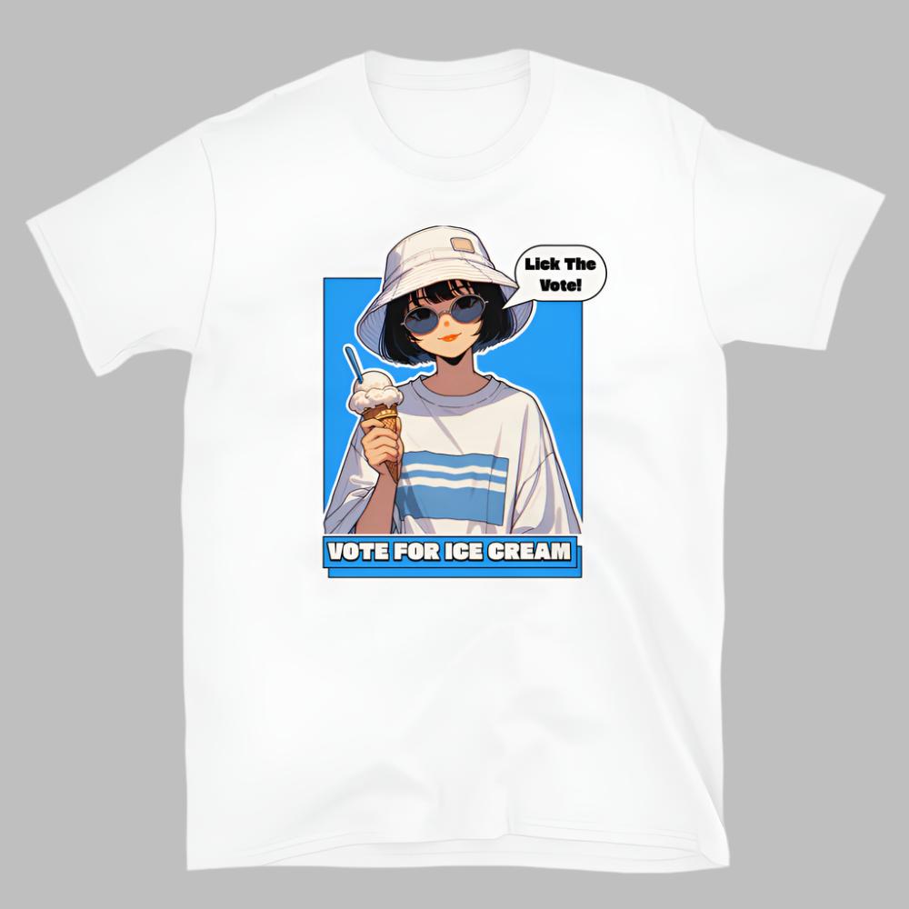 Lick The Vote Anime Ice Cream Girl TShirt - White Color - https://ascensionemporium.net
